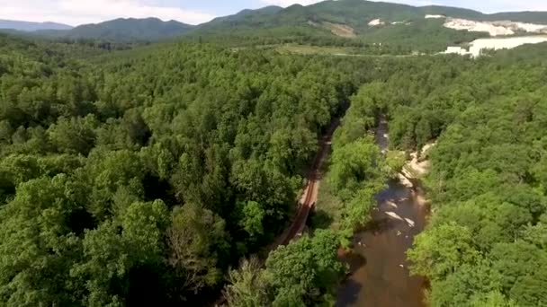 Drönare Panorering Vänster För Att Avslöja River Baileys Peak — Stockvideo