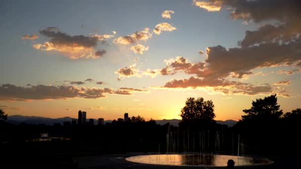 Laps Temps Coucher Soleil Sur Denver Skyline — Video