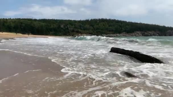 Acadia Ulusal Parkı Ndaki Kum Sahili Nin Bar Harbor Maine — Stok video