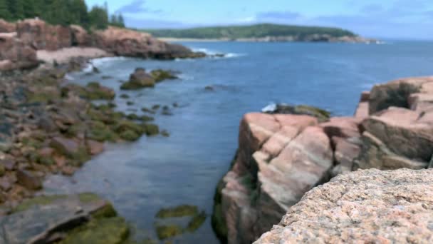 Maine Rocky Coastline Indan Planda Jagged Rocks — Stok video