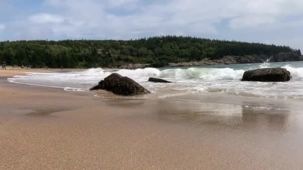 Acadia Ulusal Parkı Ndaki Kum Sahili Nin Bar Harbor Maine — Stok video