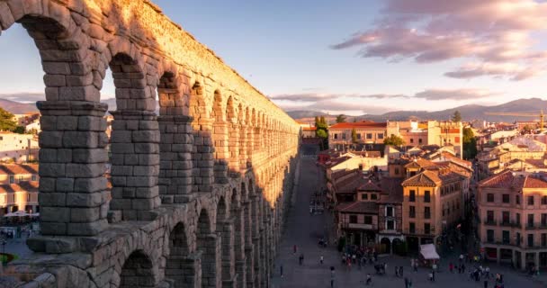 Calendario Del Tramonto Nell Acquedotto Segovia Spagna — Video Stock
