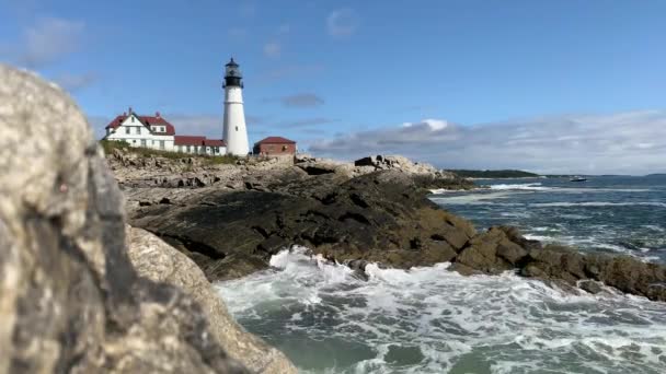 Van Portland Head Lighthouse Cape Elizabeth Maine — Stockvideo