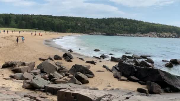 Sand Beach Acadia Nemzeti Park Közelében Bar Harbor Maine — Stock videók