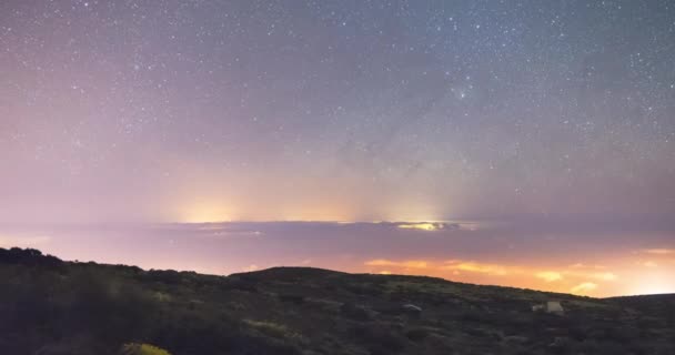 Kanári Szigetek Gran Canaria Sziget Fölé Emelkedő Tejút Időrendje Hosszú — Stock videók