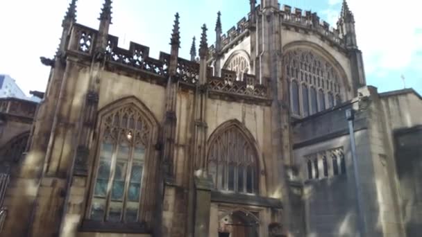 Kívülről Kilátás Nyílik Manchester Katedrális Szívében Található Manchester Belvárosában Közel — Stock videók