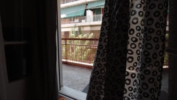 Vue Quartier Résidentiel Metaksourgeio Athènes Intérieur Appartement Ralenti — Video