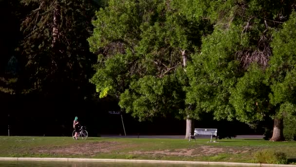 Menschen Laufen Zeitlupe Denver City Park — Stockvideo