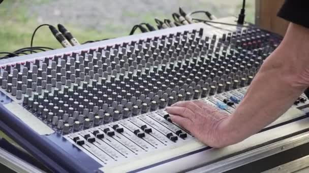 Sound Mixer Hands Live Concert Slowmo Closeup — Stock Video
