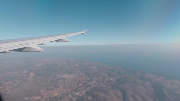 Вид Крыло Самолета Изнутри Время Полета — стоковое видео