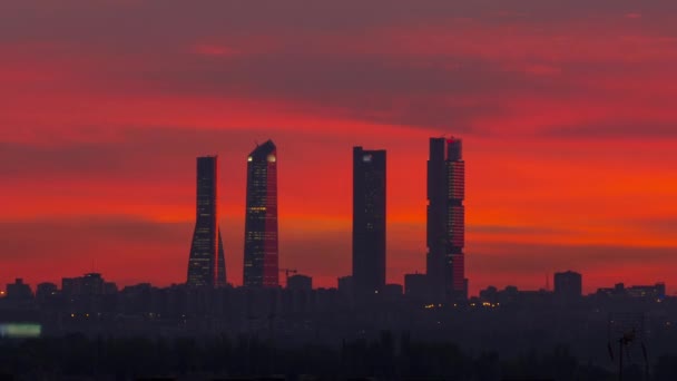 Timelapse Belo Nascer Sol Madrid Espanha Linha Horizonte Madrid Nuvens — Vídeo de Stock