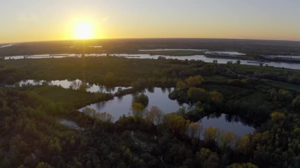 Alankomaiden Antenni Tulvii Veden Alla Auringonlaskun Aikaan — kuvapankkivideo