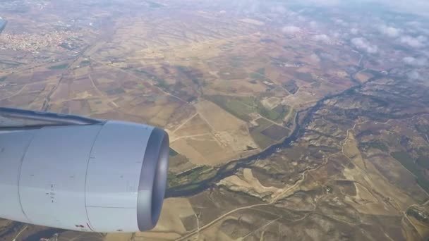 Pov Blick Aus Dem Flugzeug Über Spanien — Stockvideo