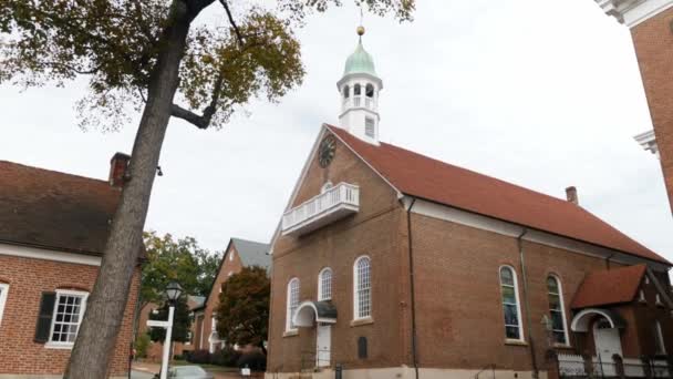Hjemme Moravian Church Old Salem Winston Salem – stockvideo