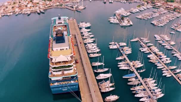 Drohnen Fliegen Über Marmaris Marina Burg Mit Segelbooten Yachten Der — Stockvideo