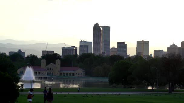 Ligne Horizon Denver Vue Parc Ville Coucher Soleil — Video