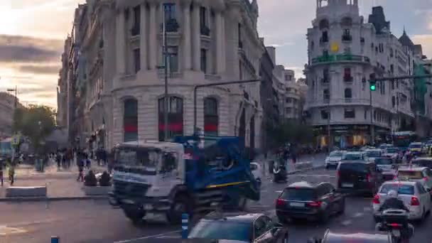 Hyperlapse Der Fahrt Durch Madrid Gran Der Nacht Mit Dem — Stockvideo