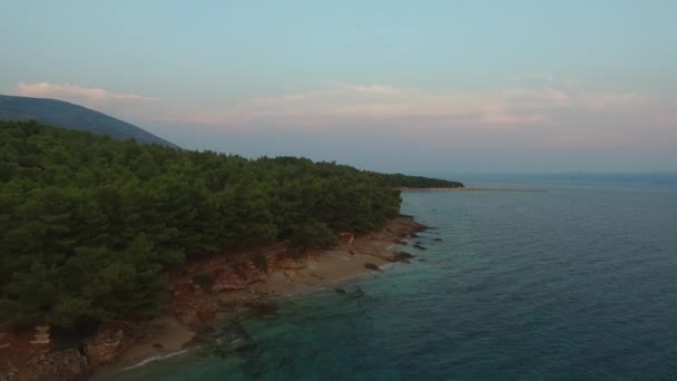 Vzdálená Pláž Pobřeží Průzračnou Teplou Tyrkysovou Vodou Okolních Jadranských Ostrovů — Stock video