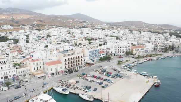 Tinos Adası Nın Havadan Görüntüsü Yunanistan Hava Kulesi Içeri — Stok video