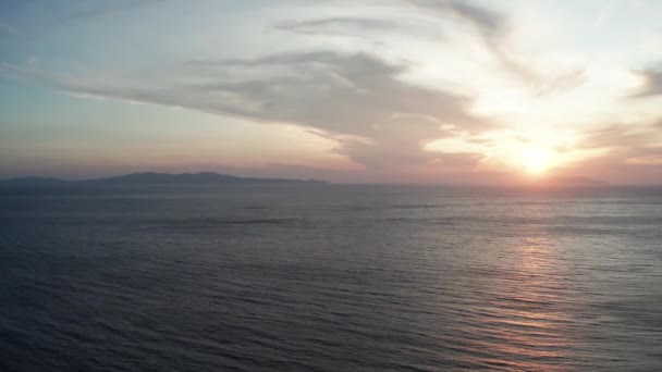 Uitzicht Een Drone Vanuit Lucht Prachtige Zonsondergang Griekenland Met Uitzicht — Stockvideo