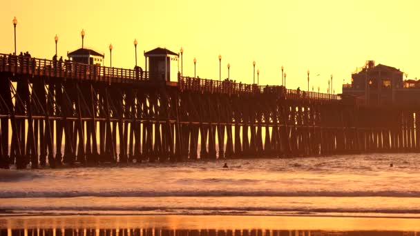 Molo Oceanside Zachodzie Słońca Oceanside Kalifornia — Wideo stockowe