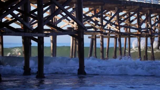 Des Vagues Océaniques Frappent Les Rives Crystal Beach San Diego — Video