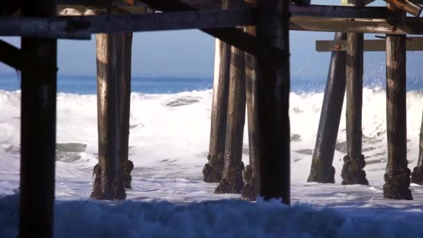 Onde Oceaniche Che Colpiscono Rive Crystal Beach San Diego — Video Stock