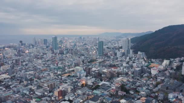 Sityscape Fjellskråningene Kobe Rokko Japan Langsom Antenne – stockvideo
