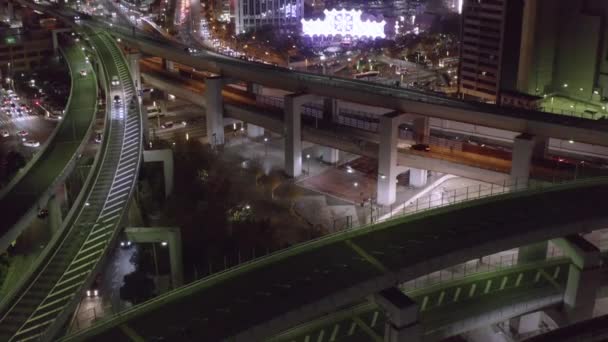 Rivelazione Kobe Strada Autostradale Della Città Luminarie Sullo Sfondo — Video Stock