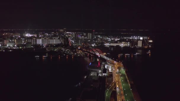 Kobe City Highway Bridge Dark Night Aerial Scene Urban Japan — Stockvideo