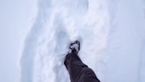 Caminar Sobre Nieve Cámara Lenta — Vídeo de stock