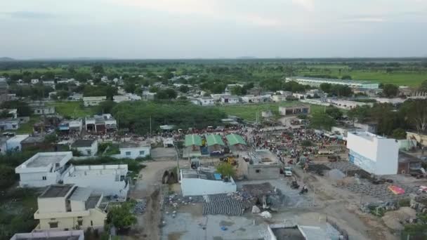 Luchtfoto Drone Beelden Van Een Lokale Markt India Azië — Stockvideo