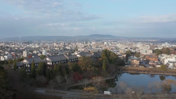 Nara Historische Stadt Japans Luftaufnahme Zeigt Schöne Architektur Bei Sonnenaufgang — Stockvideo