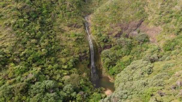 Slowmo Вид Воздуха Красивый Скрытый Водопад Kitekite Falls Лагуной Новой — стоковое видео