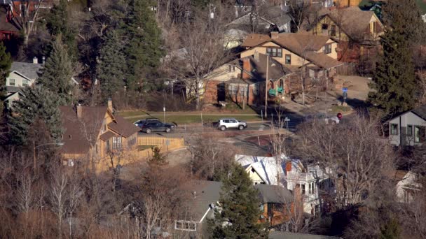 Letecký Pohled Rezidenční Čtvrť Boulderu Colorado — Stock video