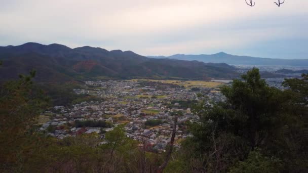 Campagna Kyoto Pan Girato Dalle Montagne Prima Serata — Video Stock