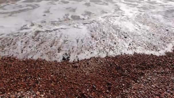 Primer Plano Olas Suaves Playa Guijarros Pevensey Sur Inglaterra — Vídeos de Stock