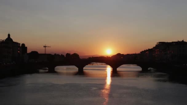 Pôr Sol Florença Ponte Vista Lapso Tempo — Vídeo de Stock