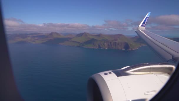 Voo Avião Sobre Ilhas Faroé Oceano Atlântico — Vídeo de Stock