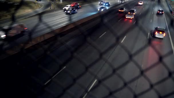 Uitzicht Nachtverkeer Snelweg Denver Colorado — Stockvideo