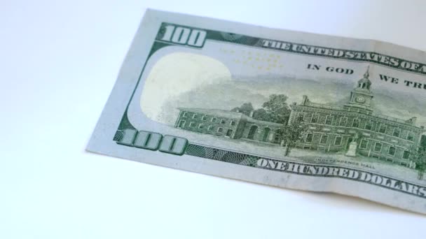 100美元钞票特写视图 — 图库视频影像