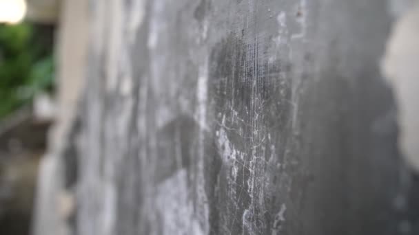 Close Shot Scratched Textured Wall Black White Areas Cracks Camera — Stock Video