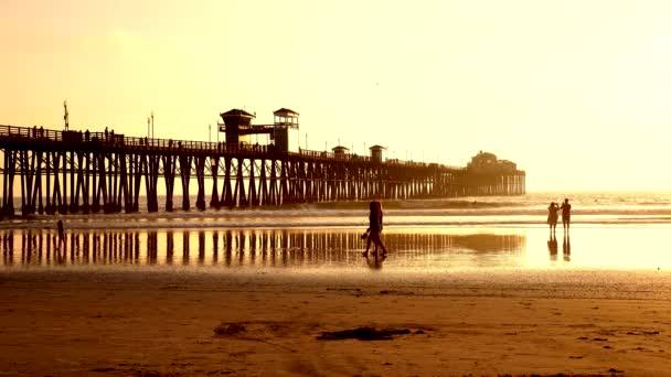 Vista Del Atardecer Oceanside Beach Sur California — Vídeos de Stock