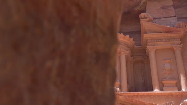 Enthüllung Der Petra Fassade Des Schatzhauses Das Antike Nabatäer Jordanien — Stockvideo