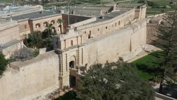 Drone Vue Aérienne Porte Principale Pont Des Murs Fortification Cité — Video