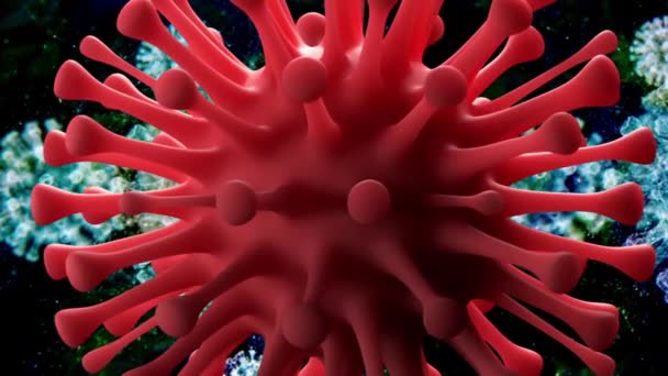 Rendering Animazione Macro Delle Cellule Virali Coronavirus Covid — Video Stock