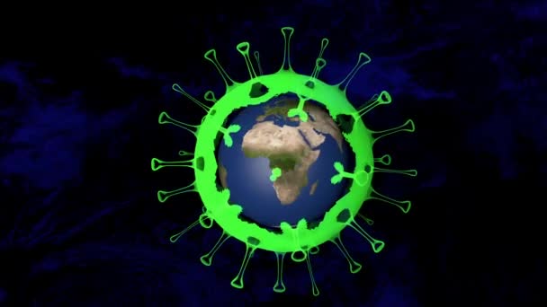 Grande Virus Verde Rotante Con Terra Assorbita All Interno Coronavirus — Video Stock