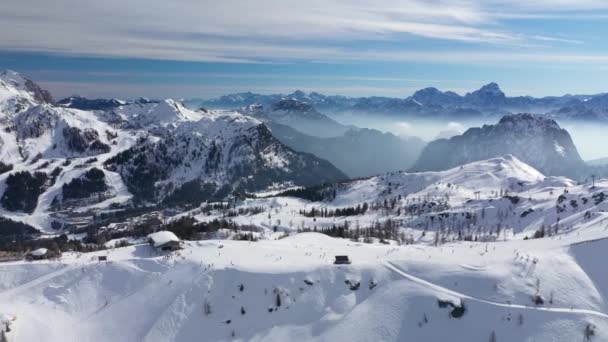 Paisaje Aéreo Vista Estación Esquí Nassfeld Provincia Austriaca Carintia Con — Vídeo de stock