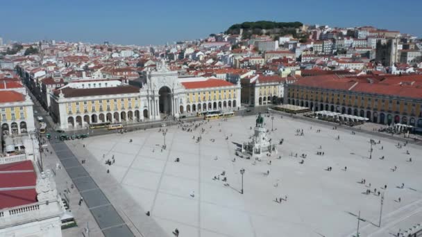 Parco Comercioとリスボンの街の空中ドローンショット ポルトガル — ストック動画