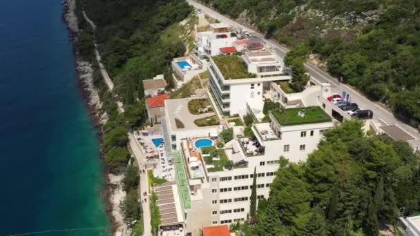 Hotels Meer Dubrovnik Kroatien Luftaufnahme Des Hotelkomplexes — Stockvideo